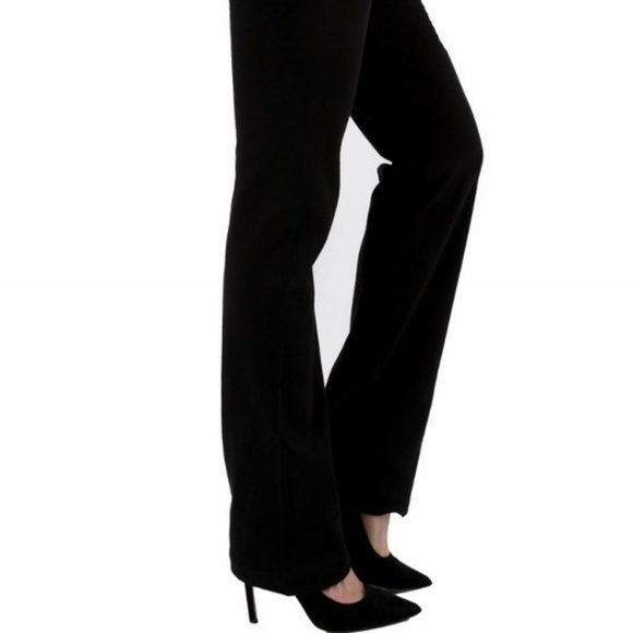 Black Floral Fold Over Stretch Yoga Pants Leggings - Picture 5 of 8